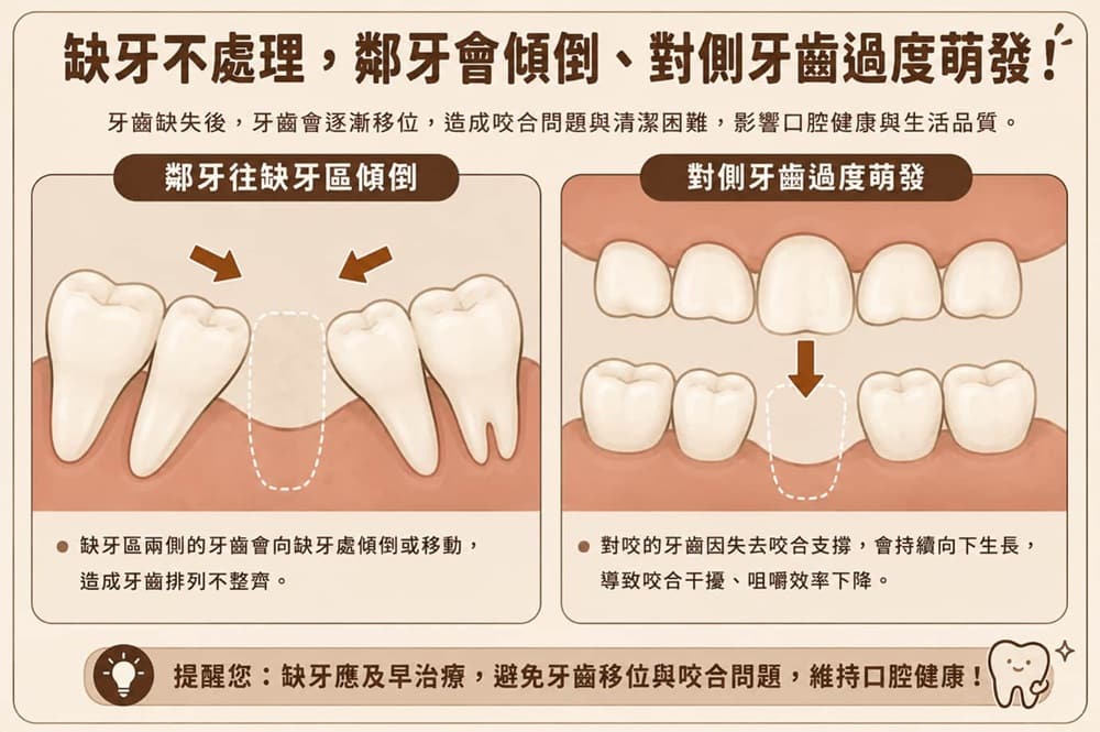 缺牙不處理，會有什麼問題？